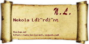 Nekola Lóránt névjegykártya